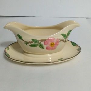 Vintage Franciscan Desert Rose Gravy Boat with Attached Underplate